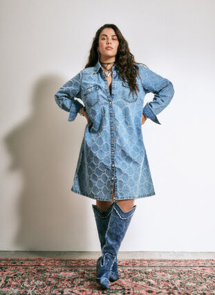 Zizzifashion Denim dress with destroy pattern, Blue Denim, Image image number 1