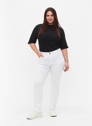 Zizzifashion Slim fit Emily jeans with normal waist, White, Model image number 0