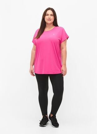 Zizzifashion Short sleeved workout t-shirt, Raspberry Rose, Model image number 2