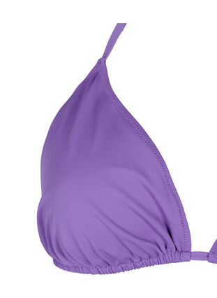 Zizzifashion Solid color triangle bikini top, Royal Lilac, Packshot image number 2