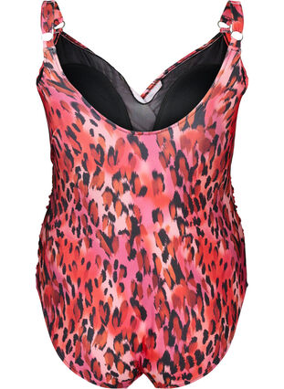 Zizzifashion Swimsuit with print and wrap effect, Red Leopard AOP, Packshot image number 1