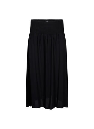 Zizzifashion FLASH - Viscose maxi skirt with smocking, Black, Packshot image number 0
