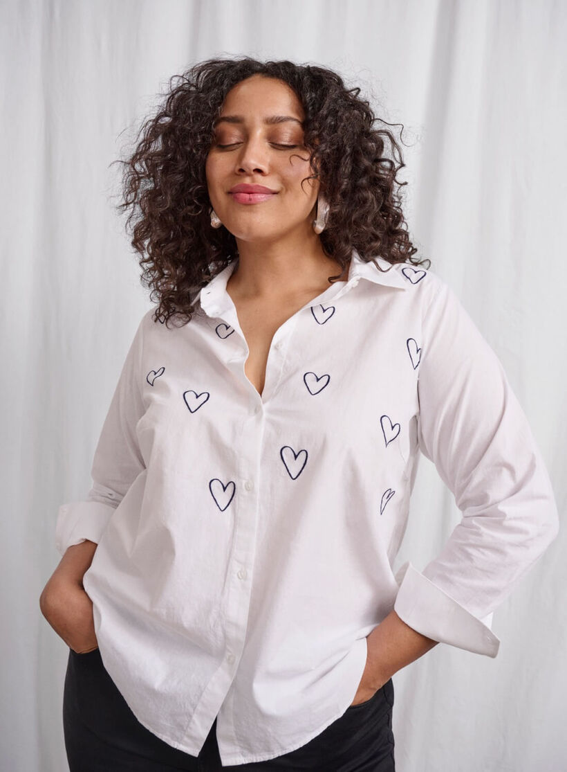 Zizzifashion Shirt with embroidered hearts, , Model, 2