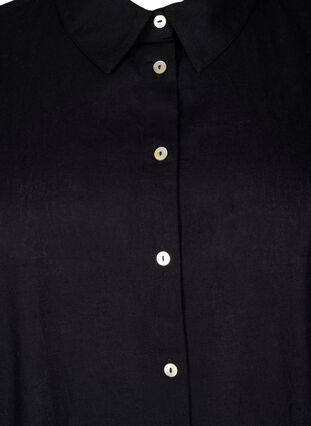 Zizzifashion Long shirt in cotton blend with linen, Black, Packshot image number 2