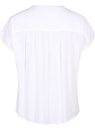 Zizzifashion Viscose blouse with lace trim, Bright White, Packshot image number 1