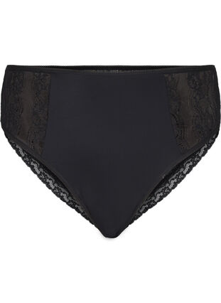 Zizzifashion Lace brazilian panties in microfibre, Black, Packshot image number 0