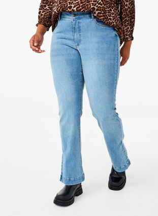 Zizzifashion Bootcut jeans with slit, Blue Denim, Model image number 2