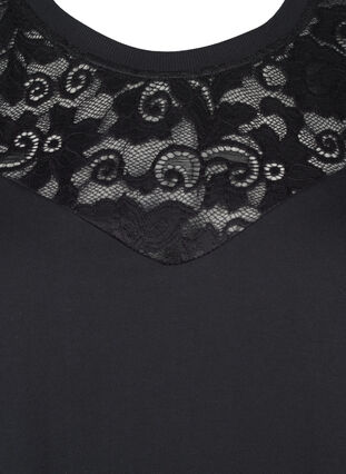 Zizzifashion Sweatshirt with lace details, Black, Packshot image number 2