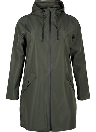 Zizzifashion Rain jacket with pockets and hood, Peat, Packshot image number 0