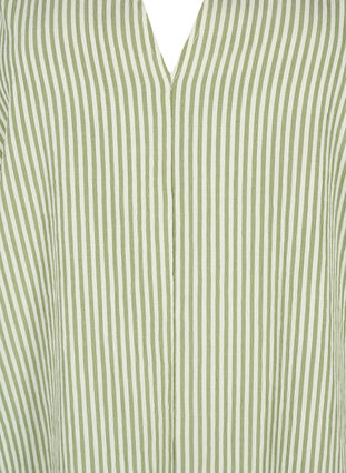 Zizzifashion Striped dress with 3/4 sleeves, Green Stripe, Packshot image number 2