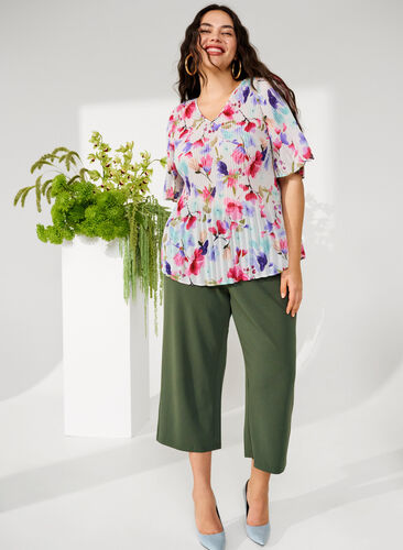 Zizzifashion 7/8 pants with loose fit, Thyme, Image image number 0