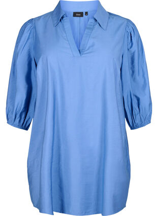 Zizzifashion Viscose tunic with V-neck and collar, Riverside, Packshot image number 0