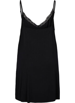 Zizzifashion Viscose nightgown with lace trim, Black, Packshot image number 1
