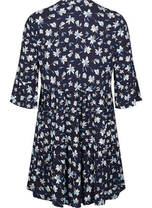 Zizzifashion Short A-line dress with floral print, Night Sky AOP, Packshot image number 1