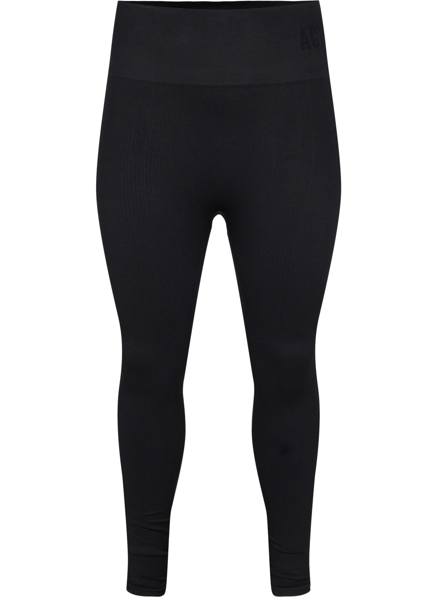 Workout leggings with ribbed structure - Black - Sz. 42-60 - Zizzifashion