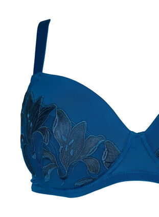 Ultra Thin Lace Bras for Women Large Breast Plus Size Underwire Embroidery  Bralette Sexy See Through Corset Lingerie (Color : Blue, Size : 44C/100C)