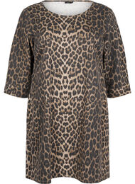 Denim dress with leopard print, Leo AOP, Packshot