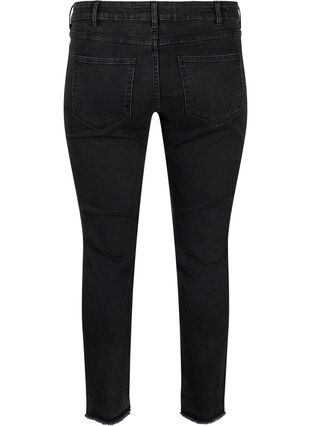 Zizzifashion Cropped Emily jeans with frayed hem, Dark Grey Denim, Packshot image number 1