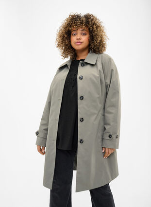 Zizzifashion Trench coat with pockets and belt, Sea Spray, Model image number 2