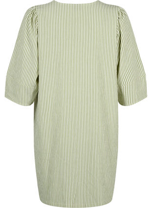 Zizzifashion Striped dress with 3/4 sleeves, Green Stripe, Packshot image number 1