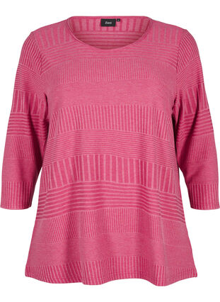 Zizzifashion Blouse with 3/4 sleeves and striped pattern, Malaga Mel., Packshot image number 0