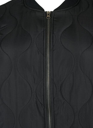 Zizzifashion Long quilted jacket with pockets and zipper, Black, Packshot image number 2