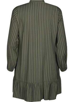 Zizzifashion Short striped dress with ruffle detail, Thyme Stripe AOP, Packshot image number 1