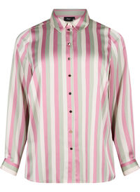 Striped satin shirt with collar