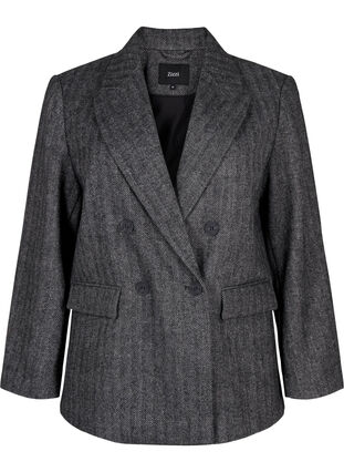 Zizzifashion Wool-blend blazer with pockets, Dark Grey Melange, Packshot image number 0