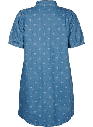 Zizzifashion Short-sleeved denim dress with heart print, L. Blue D. w. Heart, Packshot image number 1