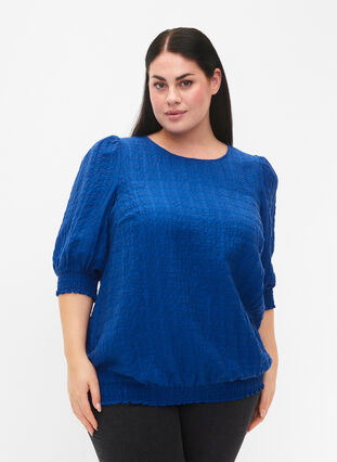 Zizzifashion Smock blouse with lyocell (TENCEL™), Strong Blue, Model image number 0