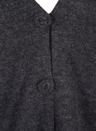 Zizzifashion Short knitted cardigan with flower buttons, Dark Grey Melange, Packshot image number 2