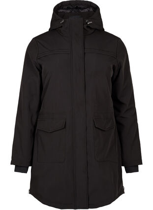 Zizzifashion Water-repellent softshell jacket with quilted lining, Black, Packshot image number 0