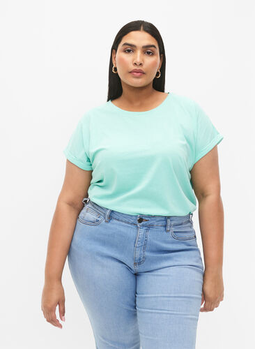 Zizzifashion Short sleeved cotton blend t-shirt, Cabbage, Model image number 0