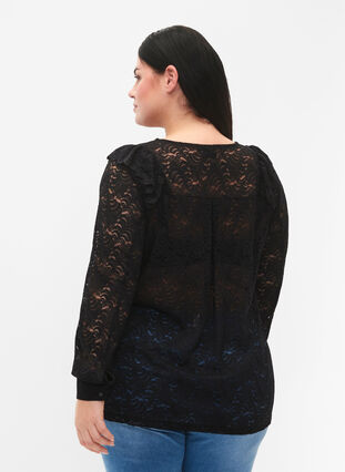 Long-sleeved lace blouse
