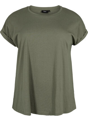 Zizzifashion Short sleeved cotton blend t-shirt, Dusty Olive, Packshot image number 0