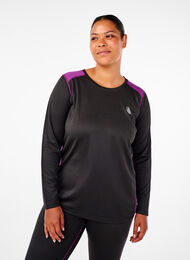 Two-tone thermal top with long sleeves, Black w. Charisma, Model