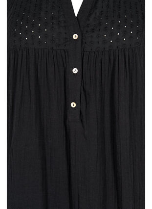 Zizzifashion Tunic in cotton with embroidery anglaise, Black, Packshot image number 2