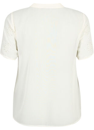 Zizzifashion Short sleeve shirt blouse with broderie anglaise, Antique White, Packshot image number 1