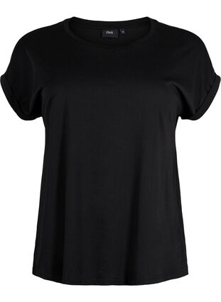 Zizzifashion Short sleeved cotton blend t-shirt, Black, Packshot image number 0