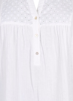 Zizzifashion Tunic in cotton with embroidery anglaise, Bright White, Packshot image number 2