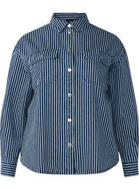 Striped denim shirt with chest pockets