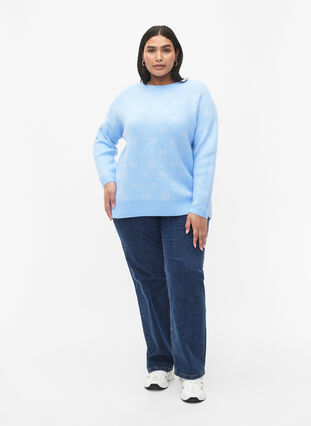 Zizzifashion Patterned pullover, Blue Bell/Birch, Model image number 2