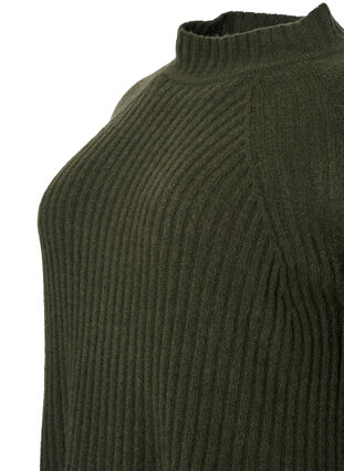 Zizzifashion Turtleneck sweater with ribbed texture, Forest Night Mel., Packshot image number 2