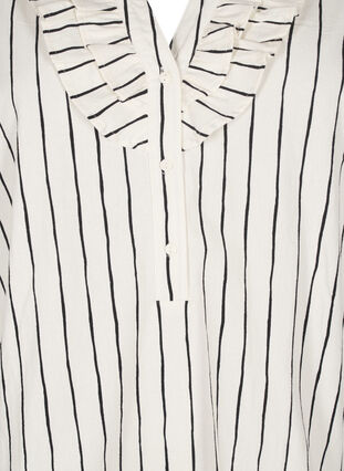 Zizzifashion 3/4 sleeve cotton blouse with stripes, Eggnog Black Stripe, Packshot image number 2