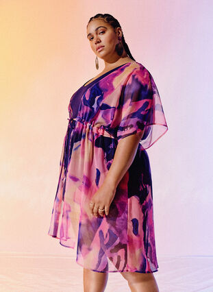 Zizzifashion Beach kimono with print, Purple Swirl, Image image number 0