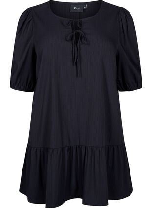 Tunic in viscose with ties, Black, Packshot image number 0