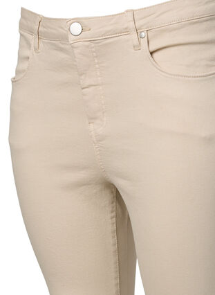 Zizzifashion High waisted Amy jeans with super slim fit, Oatmeal, Packshot image number 3