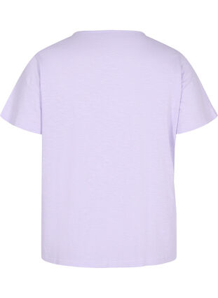 Zizzifashion Cotton t-shirt with lace ribbon, Lavender, Packshot image number 1