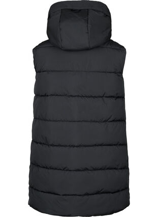 Zizzifashion Long vest with hood and pockets, Black, Packshot image number 1